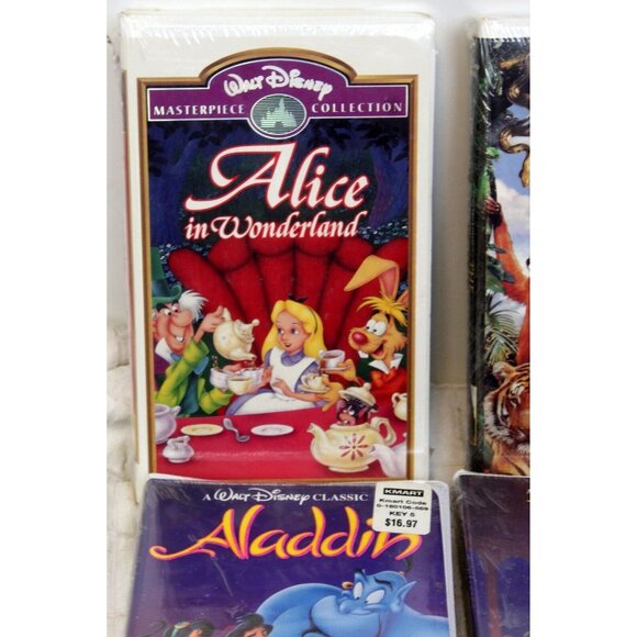 NEW VTG 4 Disney VHS Tape Movies Beauty Jungle Alice Aladdin Factory Sealed CC - Picture 2 of 10